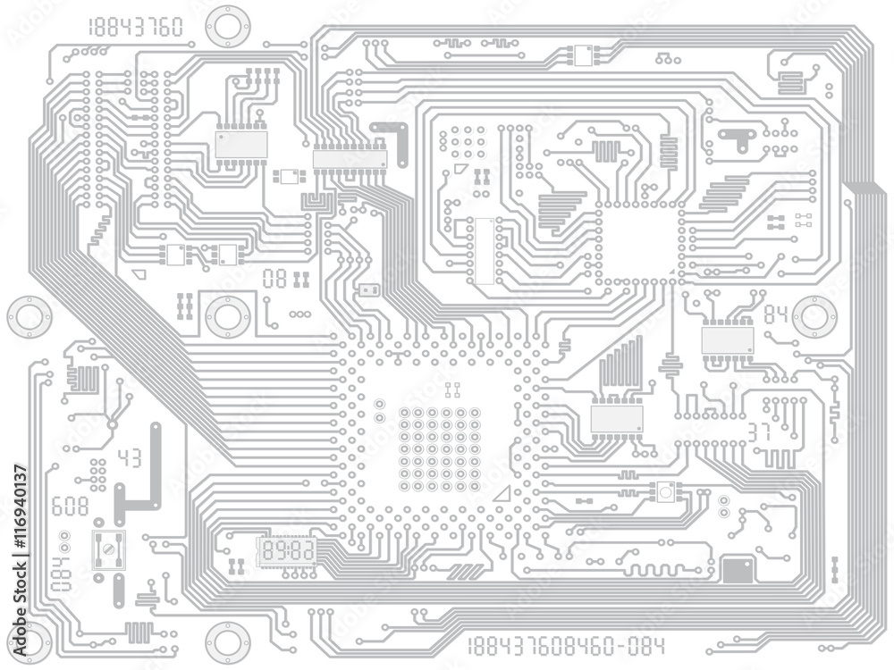 Circuit board vector computer drawing - electronic motherboard