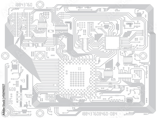 Circuit board vector computer drawing - electronic motherboard