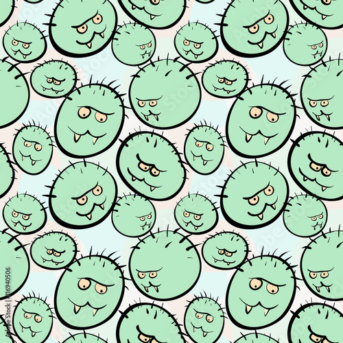 Seamless vector texture - hideous green microbes