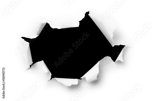 Computer Generated Image of a Large Hole Torn through paper. Vec photo