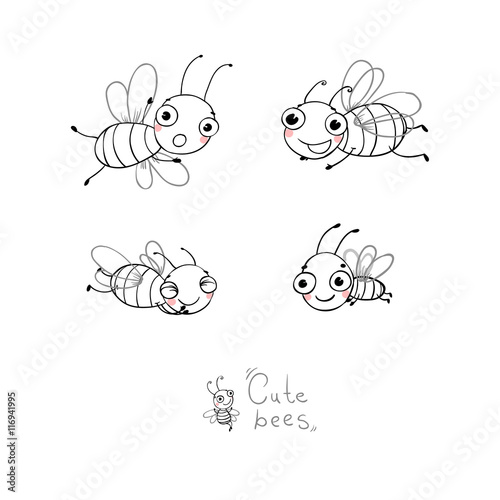 Cute cartoon bees. © Natallia_Chatkova