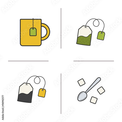 Tea color icons set