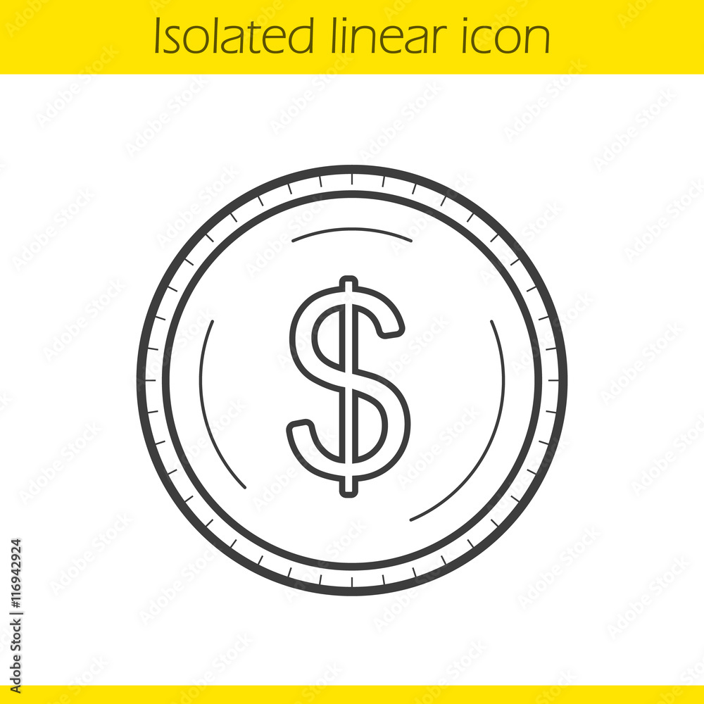 Dollar coin linear icon Dollar coin linear icon