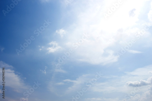 Beautiful Blue Sky Background Template With Some Space for Input Text Message Below Isolated on Blue sky.