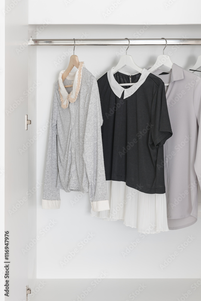 black and white color tone clothes in wardrobe black and white color tone clothes in wardrobe