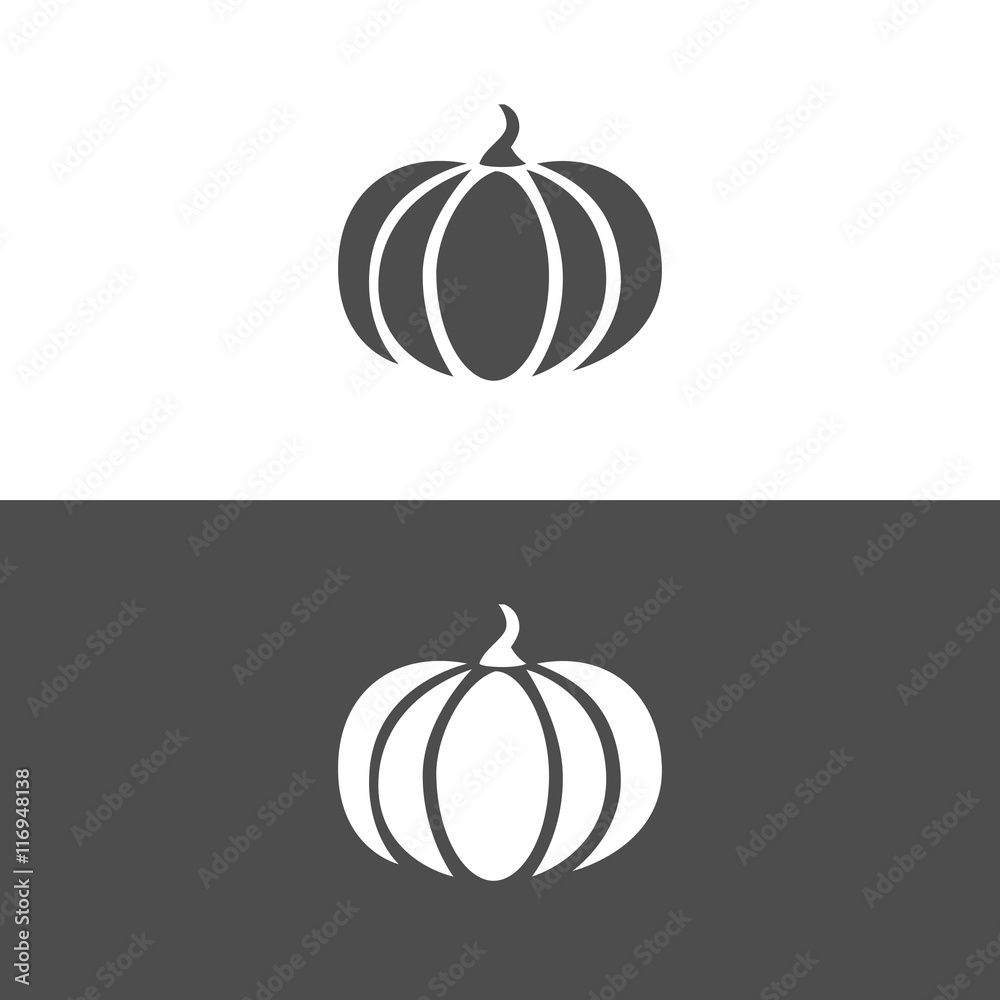 Icono de una calabaza sobre fondo blanco y negro Stock Vector | Adobe Stock