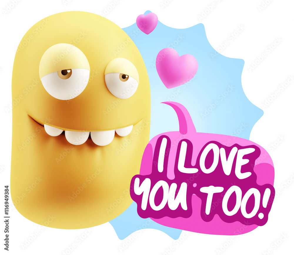 3d Rendering. Love Biting Lip Emoticon Face saying I Love You To 3d Rendering. Love Biting Lip Emoticon Face saying I Love You To