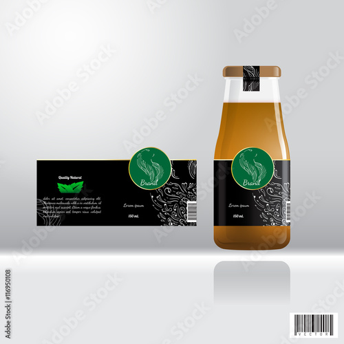 Label and bottle design for drink, juice