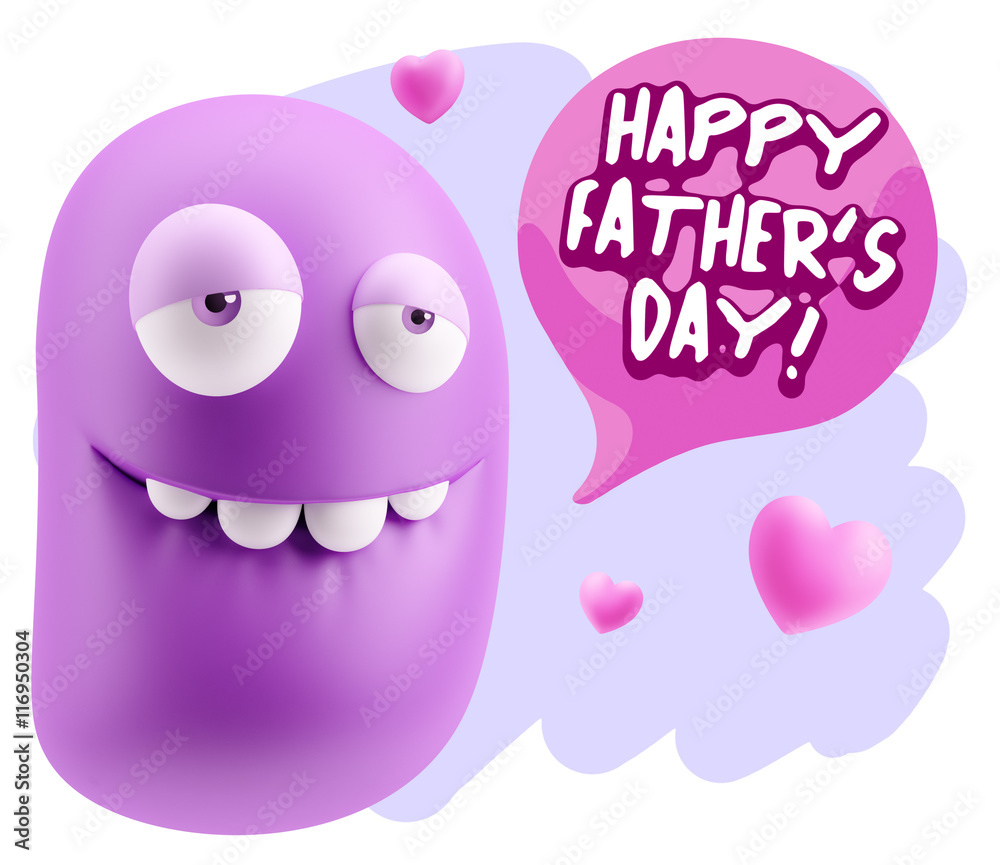 3d Rendering. Love Biting Lip Emoticon Face saying Happy Father' 3d Rendering. Love Biting Lip Emoticon Face saying Happy Father'