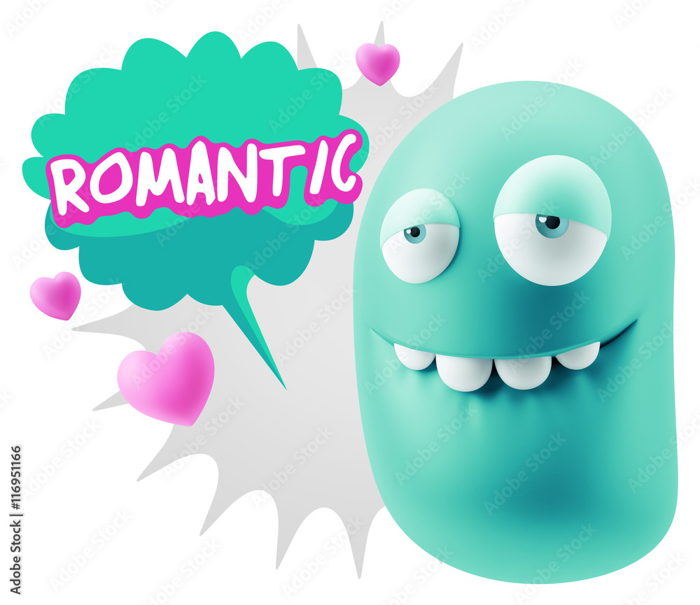 3d Rendering. Love Biting Lip Emoticon Face saying Romantic with 3d Rendering. Love Biting Lip Emoticon Face saying Romantic with