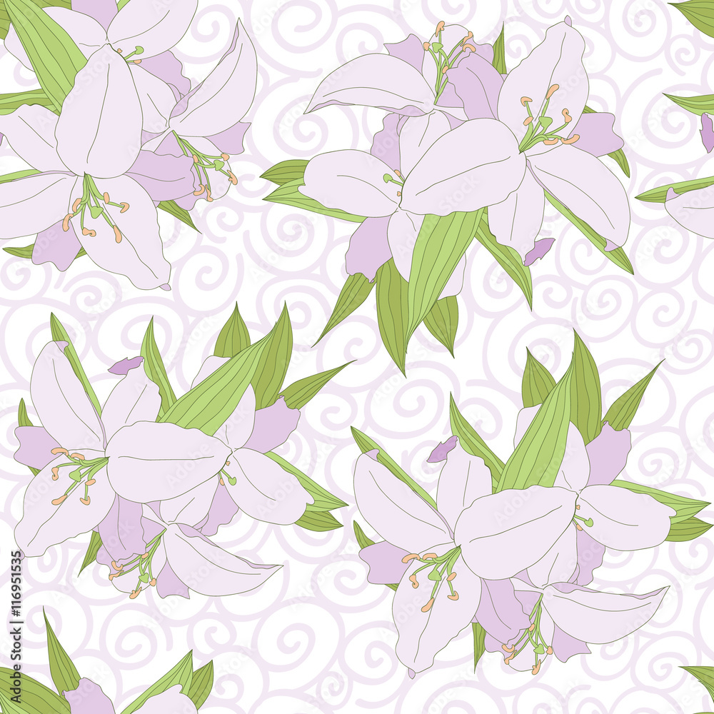 Lily seamless pattern vector Lily seamless pattern vector