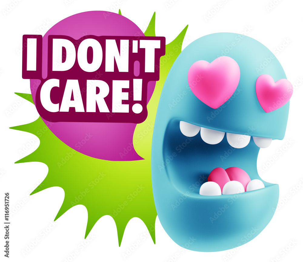 3d Rendering. Emoji in love with heart eyes saying I Don't Care 3d Rendering. Emoji in love with heart eyes saying I Don't Care