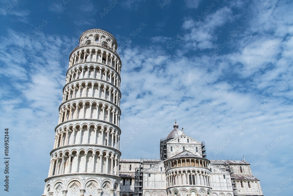 leaning tower and the cathedral, Square of Miracles, Pisa, italy