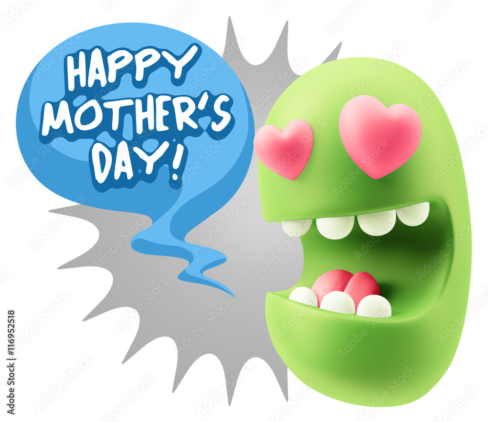 3d Rendering. Emoji in love with heart eyes saying Happy Mother' 3d Rendering. Emoji in love with heart eyes saying Happy Mother'