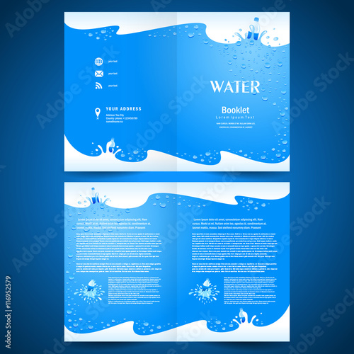 booklet catalog brochure folder water aqua splash bootle blue ba