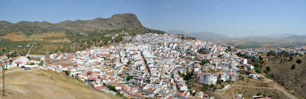 Panorama of the hillside town of Alora Andalucia Spain 