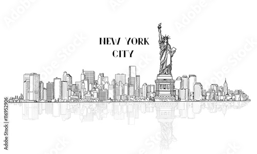 Photography New York, USA skyline sketch