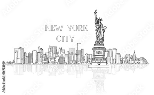 Photography New York, USA skyline sketch