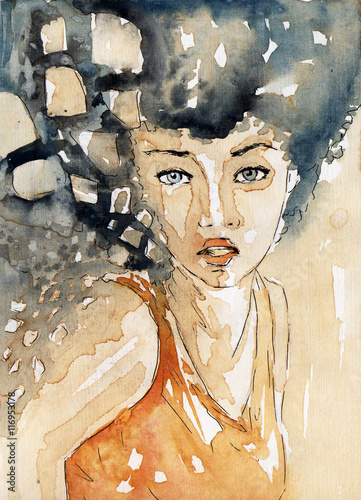 watercolor portrait of a woman © bruniewska