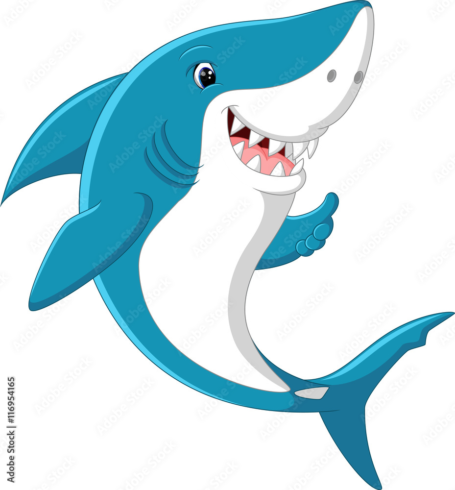 Obraz premium Śliczny rekin podając kciuk
