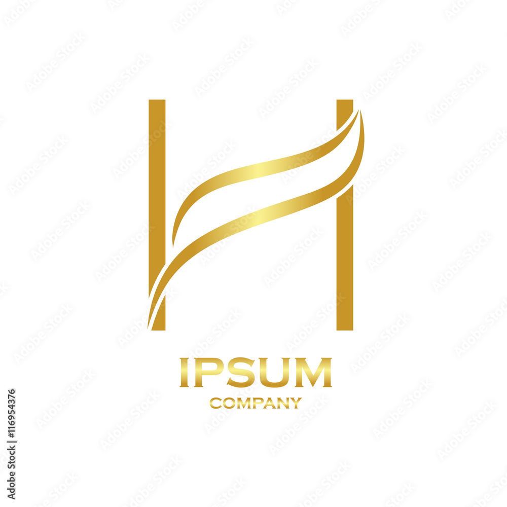 letter H logo design,Gold, beauty industry and fashion logo.cosmetics