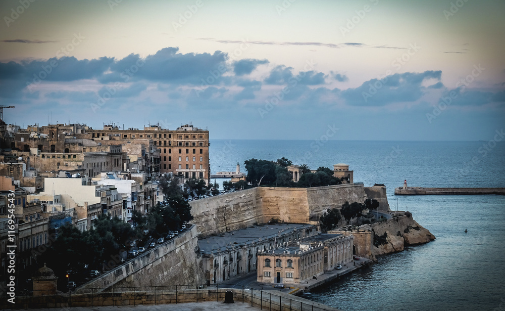 Valletta fortress at dusk - Malta