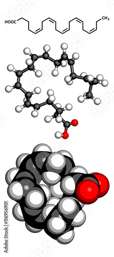 Eicosapentaenoic acid (EPA) fish oil omega-3 fatty acid molecule. photo