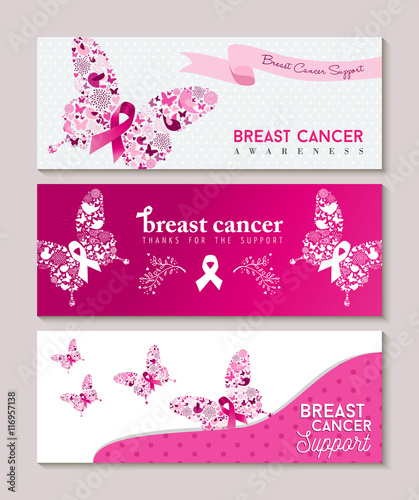 Photography Breast cancer awareness butterfly ribbon banners