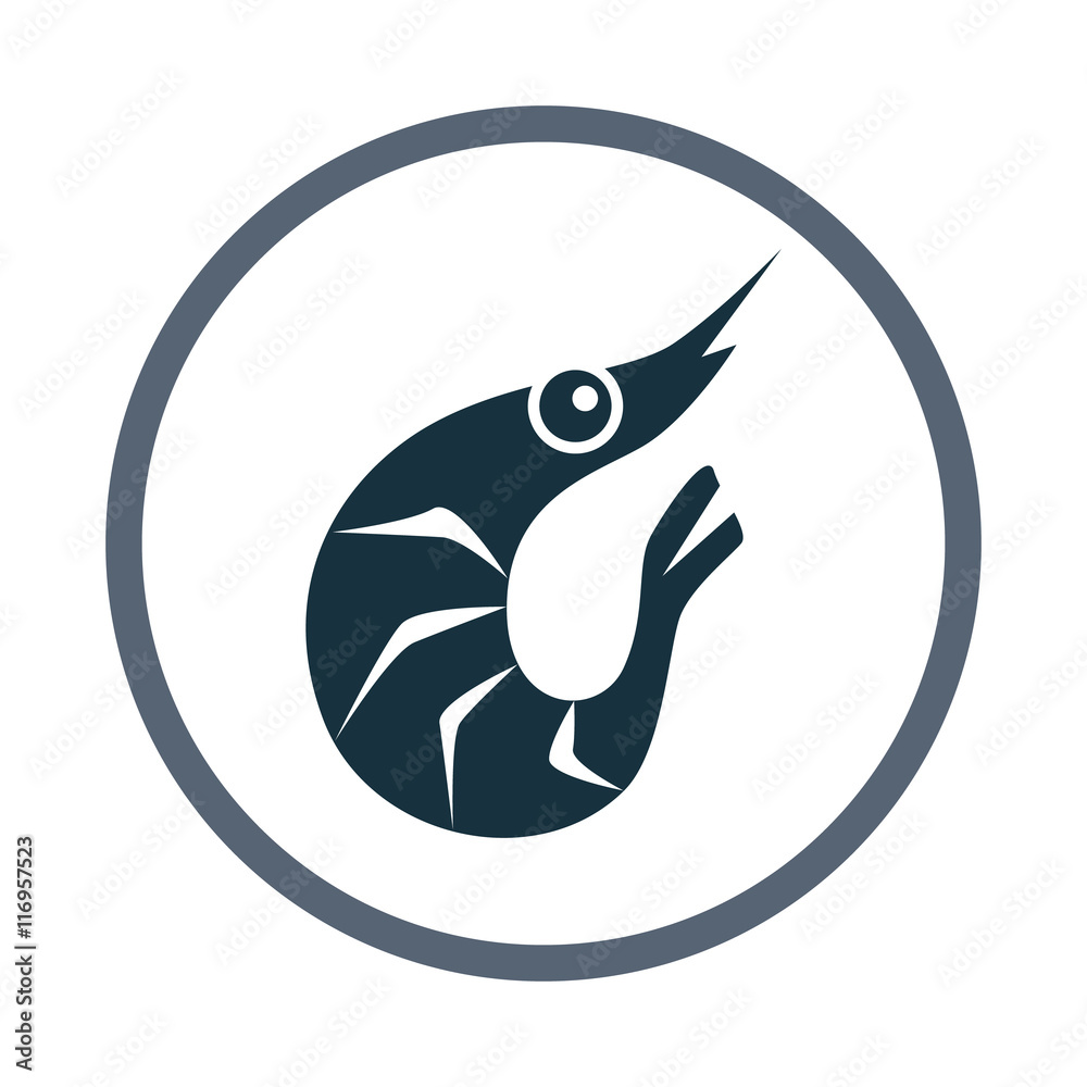 Shrimp simple icon on the background Shrimp simple icon on the background