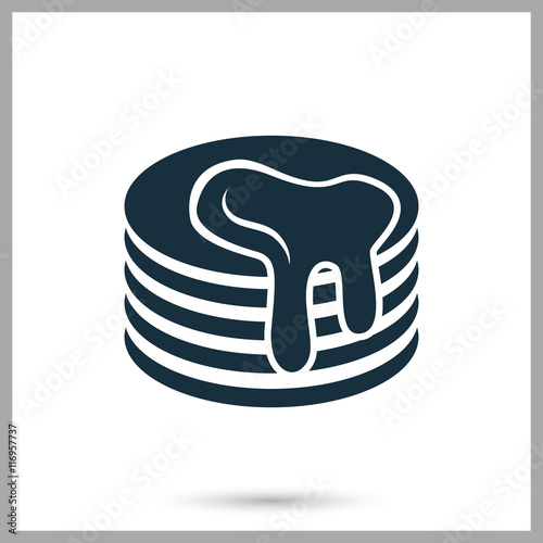 Pancakes with jam simple icon on the background