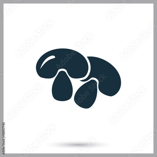 Simple mushrooms icon on the background