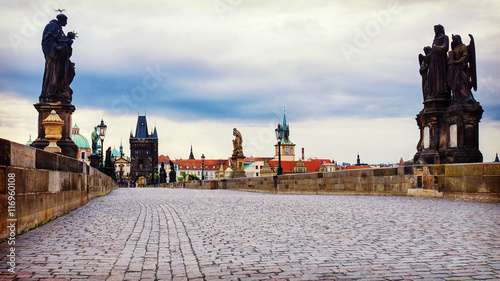 Charles Bridge in Prague in the morning