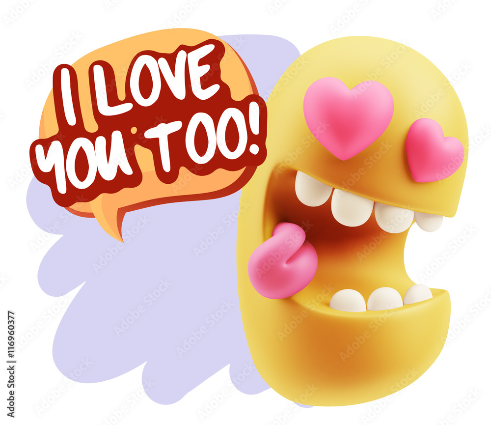 3d Rendering. Emoji in love with heart eyes saying I Love You To 3d Rendering. Emoji in love with heart eyes saying I Love You To