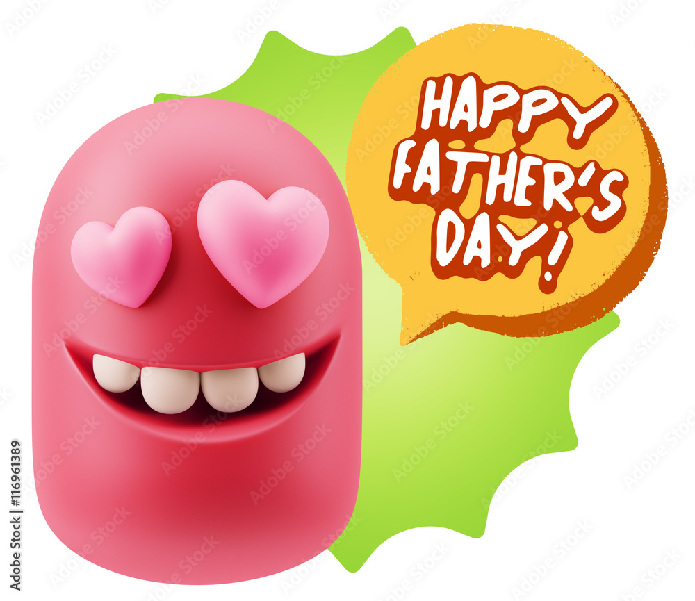 3d Rendering. Emoji in love with heart eyes saying Happy Father' 3d Rendering. Emoji in love with heart eyes saying Happy Father'