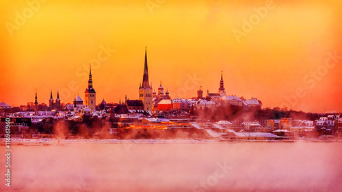 Obraz na płótnie view of Tallinn view of the Baltic Sea w salonie