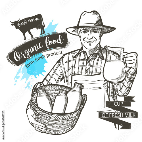 farmer with milk bottles