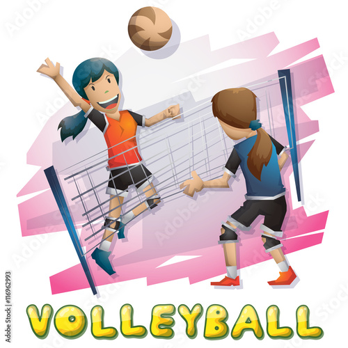 Cartoon vector volleyball Olympic sport with separated layers for game and animation, game design asset