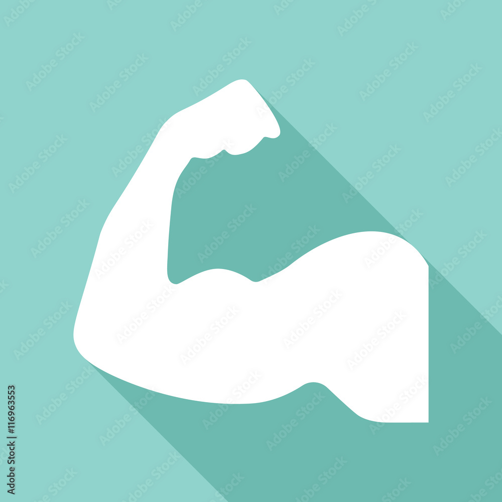 Muscle vector icon with long shadow. Muscle vector icon with long shadow.