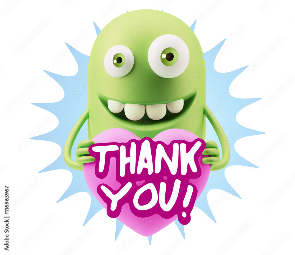 3d Rendering. Emoji in love holding heart shape saying Thank You 3d Rendering. Emoji in love holding heart shape saying Thank You