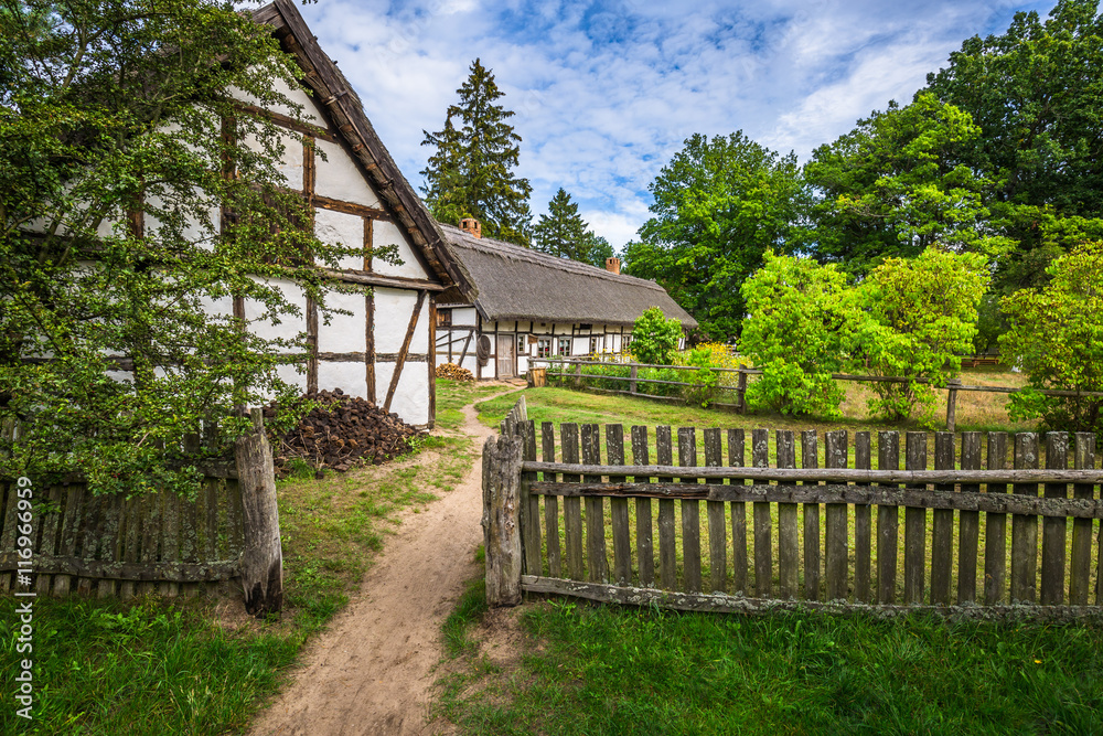 Old wooden house in Kluki, Poland