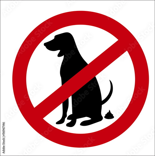 image sign of the ban on pooping dogs