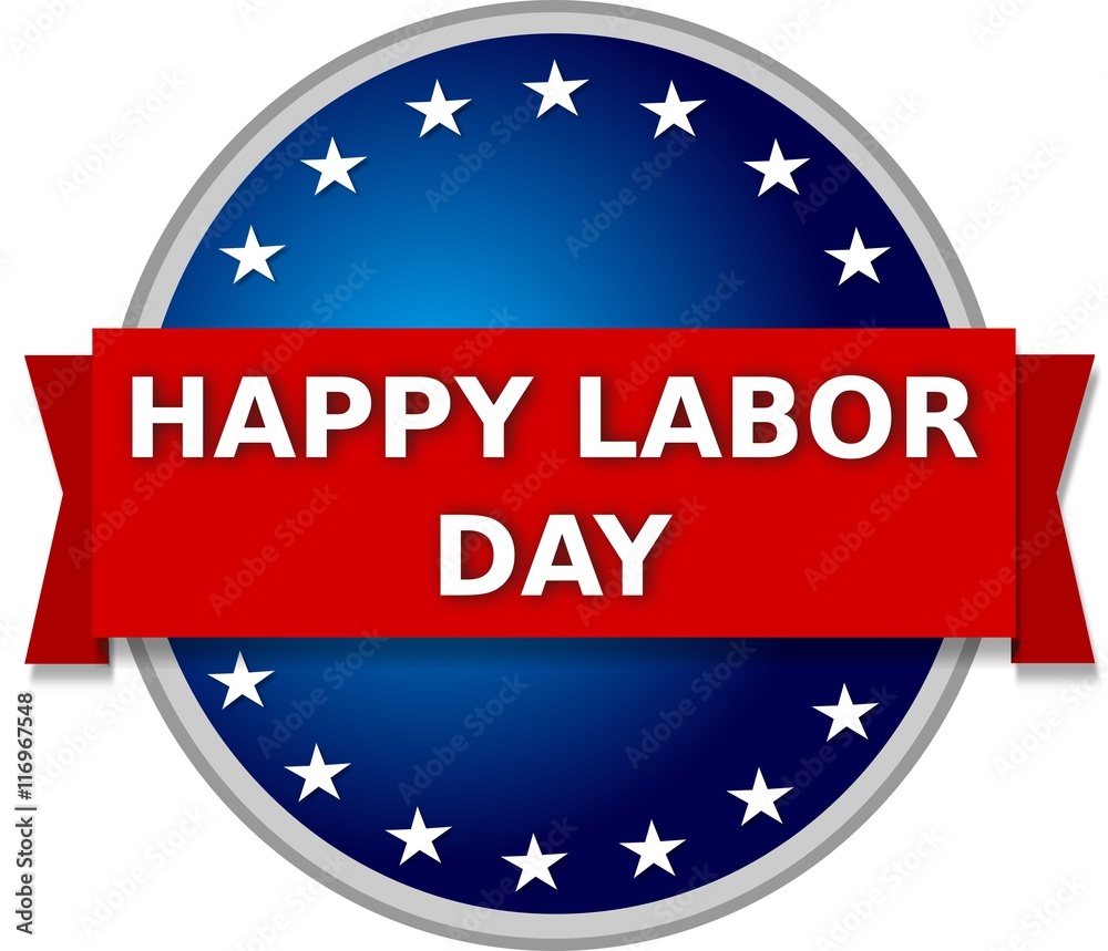 Happy Labor Day, blue banner with stars Happy Labor Day, blue banner with stars