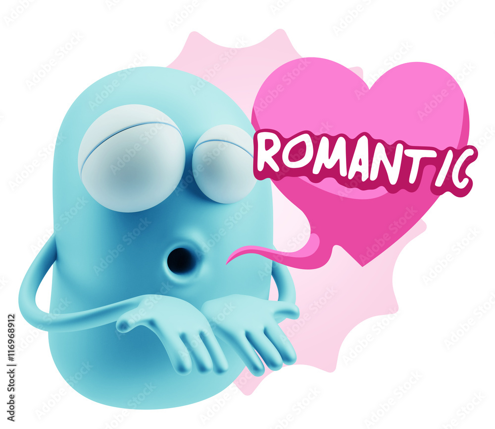 3d Rendering. Love Emoticon Face Kiss Flying Heart Shape saying 3d Rendering. Love Emoticon Face Kiss Flying Heart Shape saying