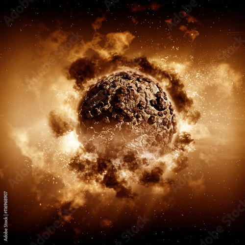 Fototapeta Naklejka Na Ścianę i Meble -  3D stormy planet scene