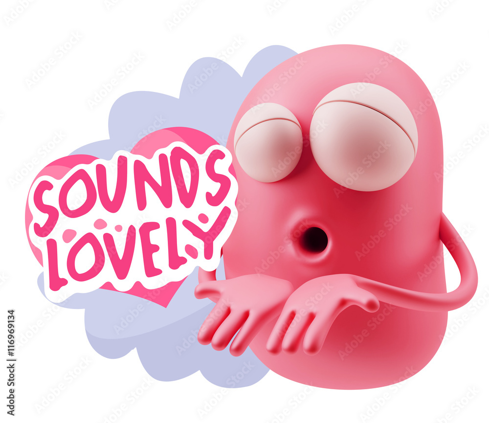 3d Rendering. Love Emoticon Face Kiss Flying Heart Shape saying 3d Rendering. Love Emoticon Face Kiss Flying Heart Shape saying