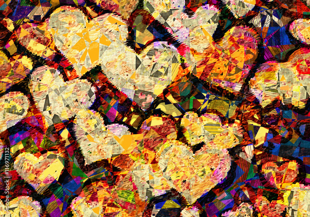 Obraz obraz w stylu patchworku wielu serc