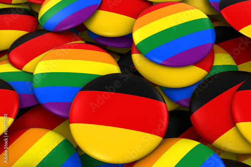 Photos Germany Gay Rights Concept - German Flag and Gay Pride Badges 3D Illustration