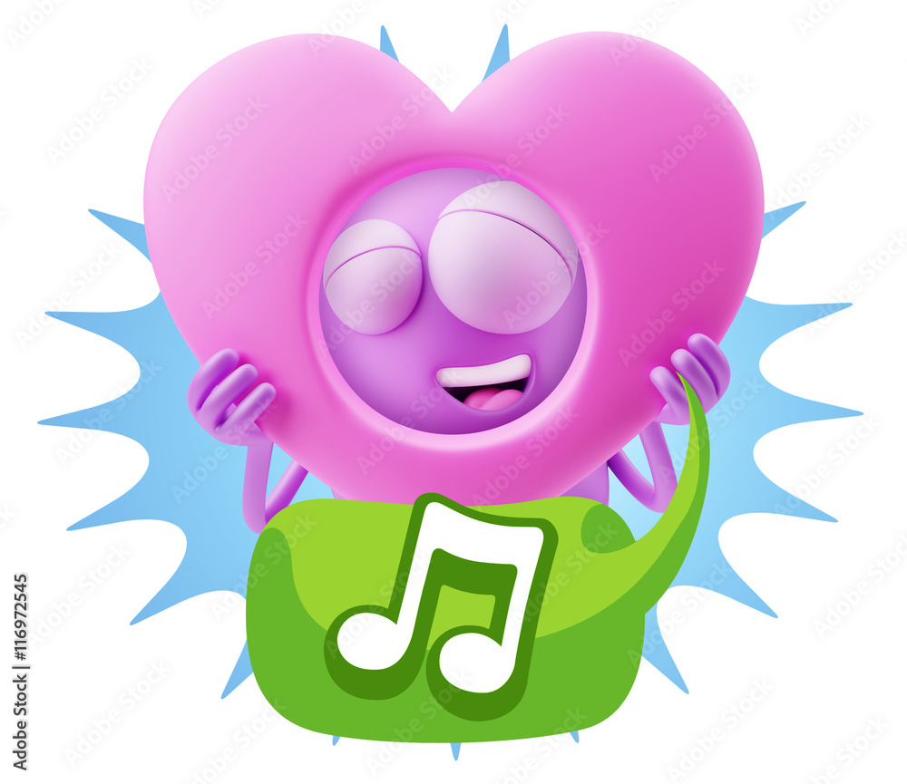 3d Rendering. Romantic Emoticon Character Face Expression saying 3d Rendering. Romantic Emoticon Character Face Expression saying