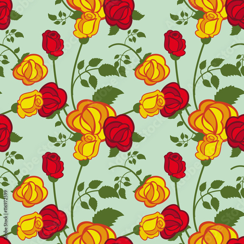 Seamless pattern with roses. Vector clip art. © LaFifa