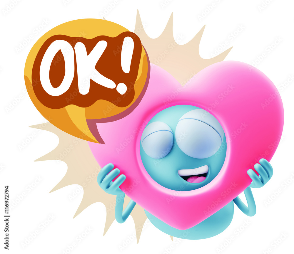 3d Rendering. Romantic Emoticon Character Face Expression saying 3d Rendering. Romantic Emoticon Character Face Expression saying